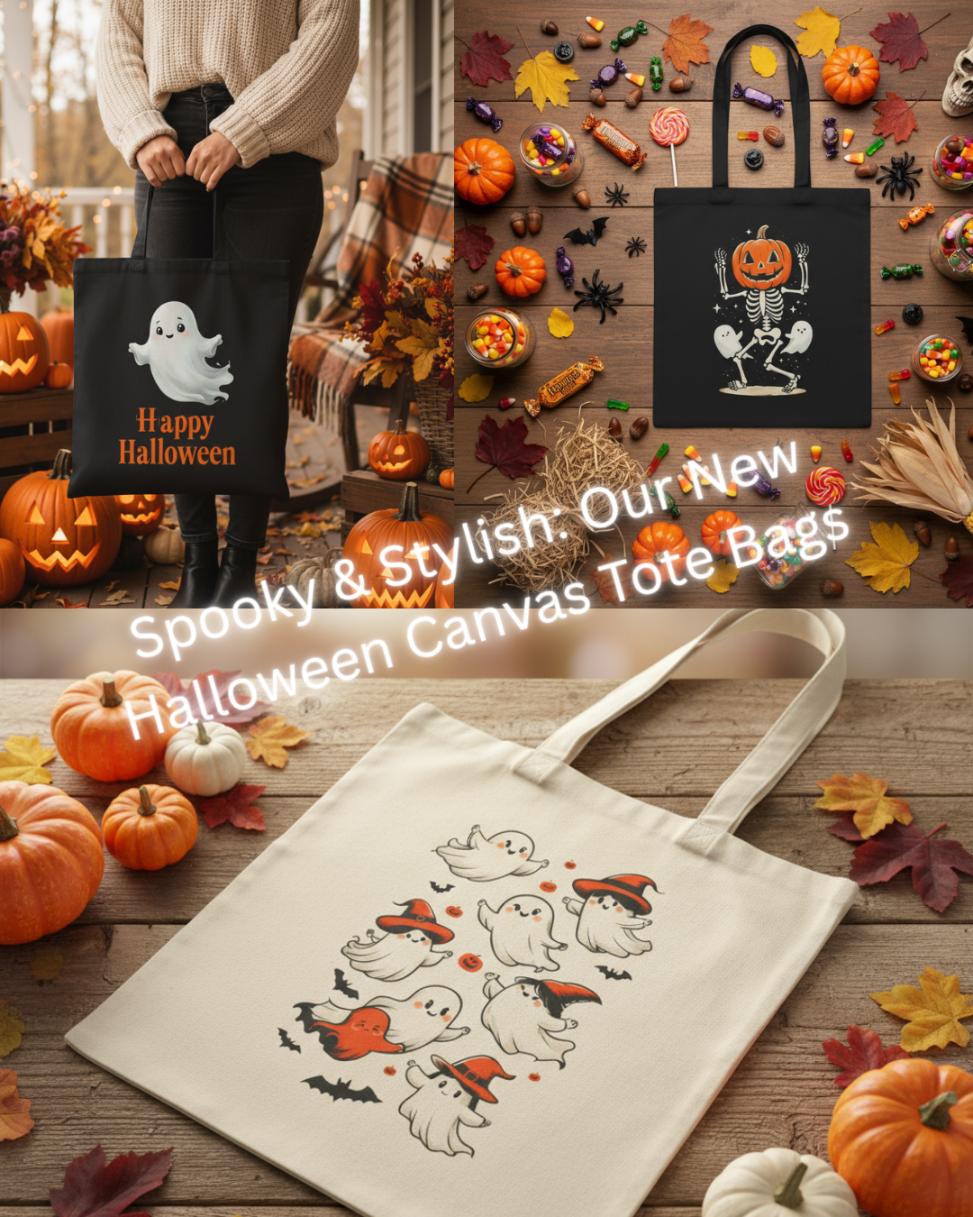 Spooky & Stylish: Our New Halloween Canvas Tote Bags