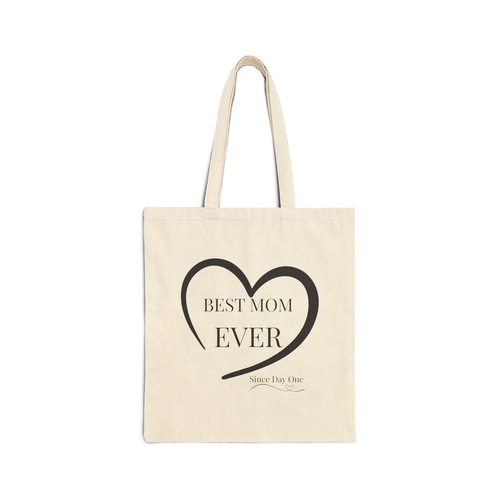Best Mom Ever canvas tote bag with hearts – Mother's Day gift by NanuxVibe