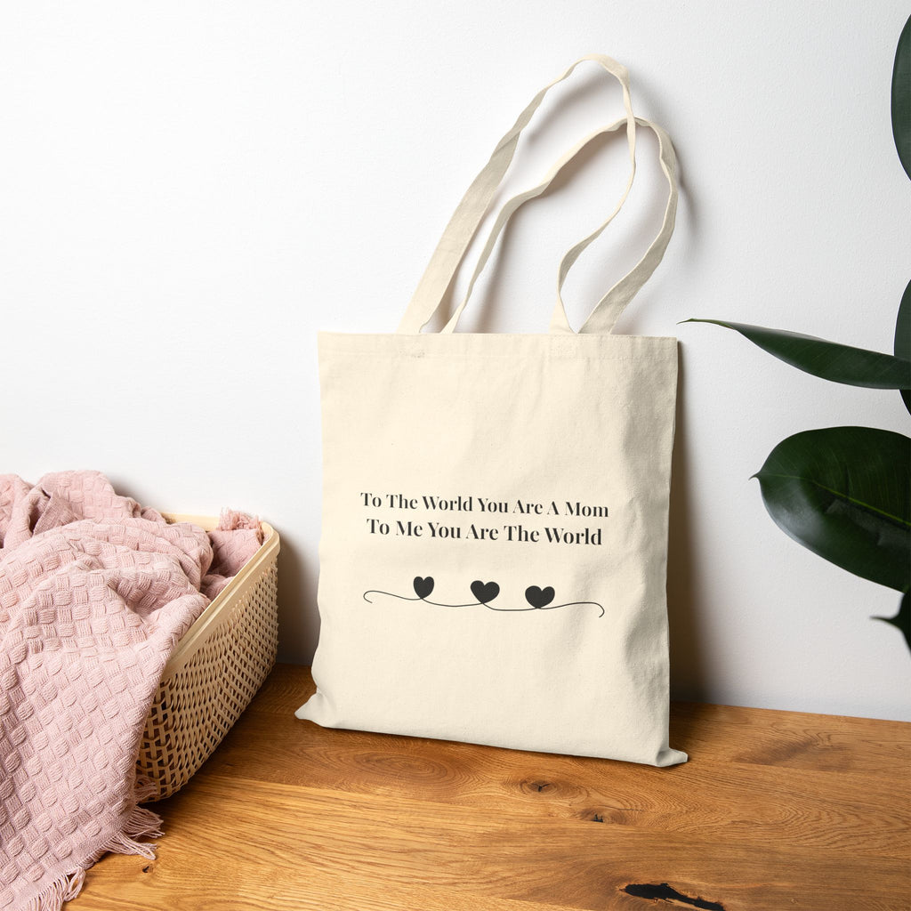 Close-up of heartfelt quote canvas tote bag – eco-friendly Mother's Day gift by NanuxVibe