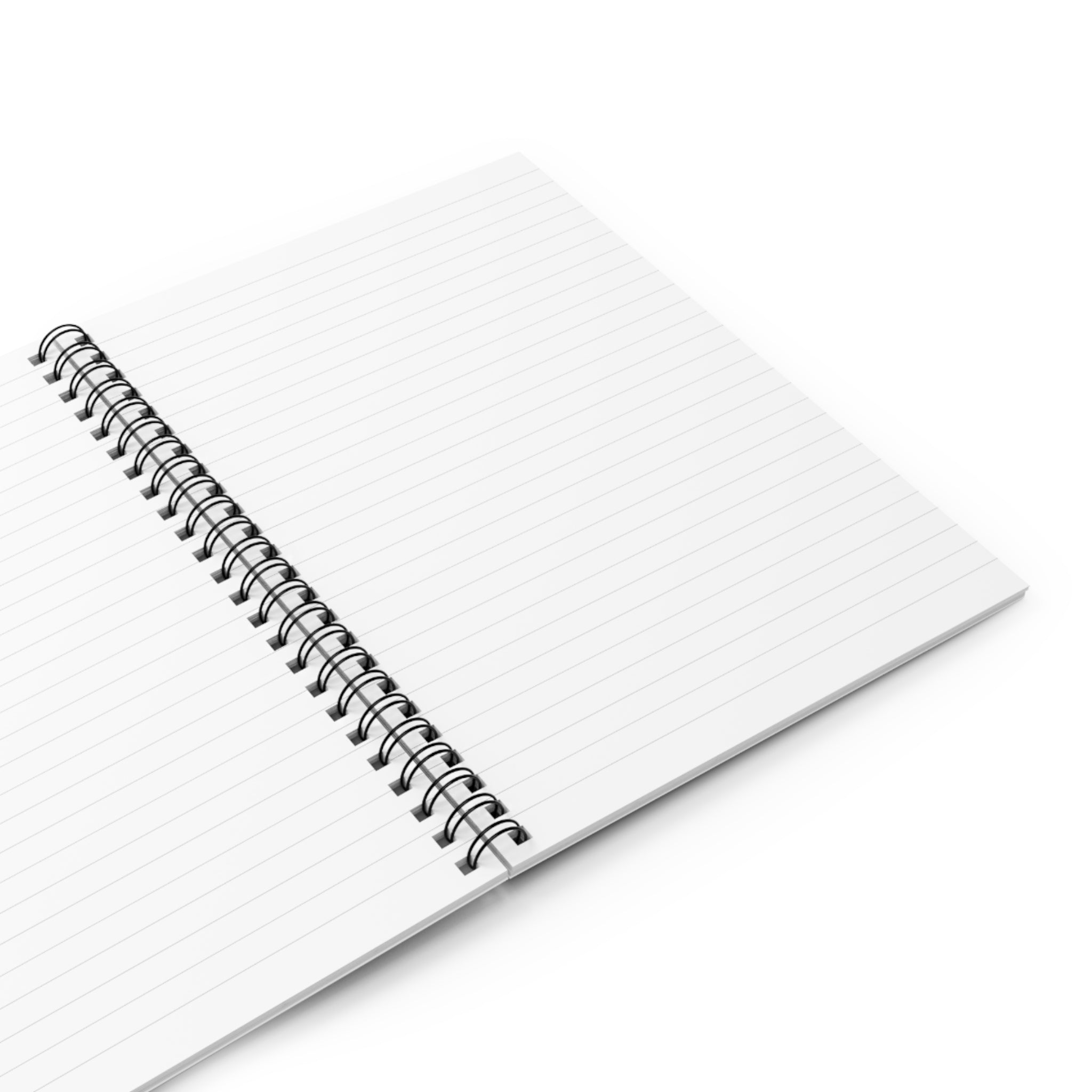Open spiral-bound notebook white with lines 