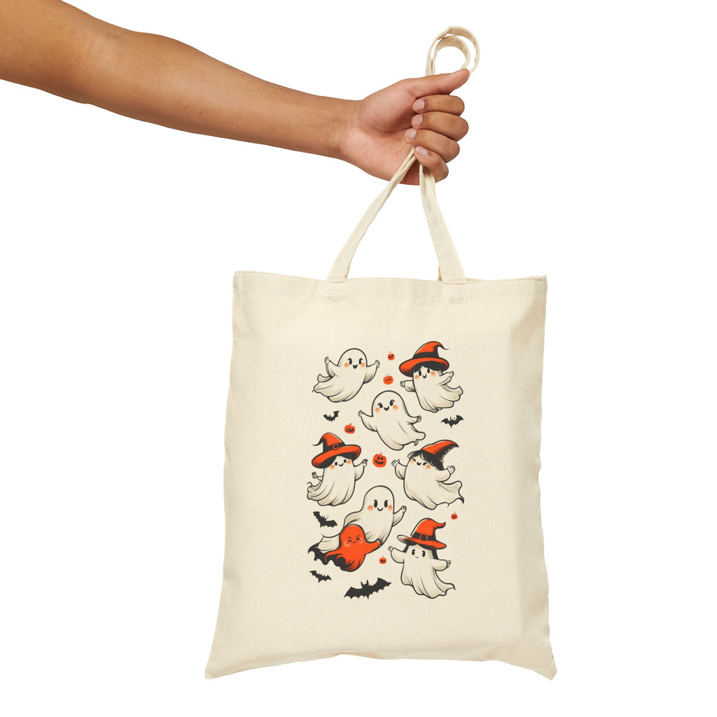 Halloween ghost design on eco-friendly tote bag