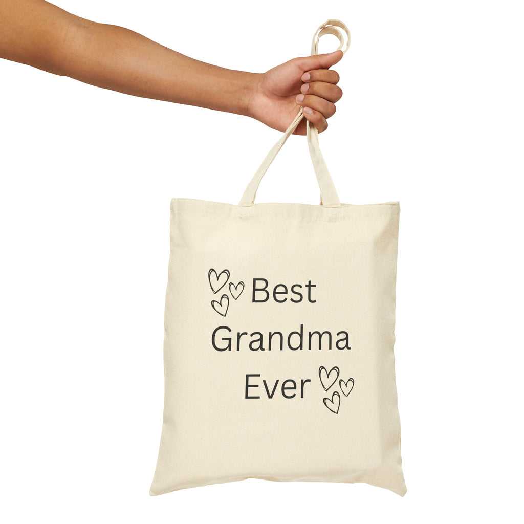 Woman carrying Best Mom Ever canvas tote bag – meaningful Mother's Day gift