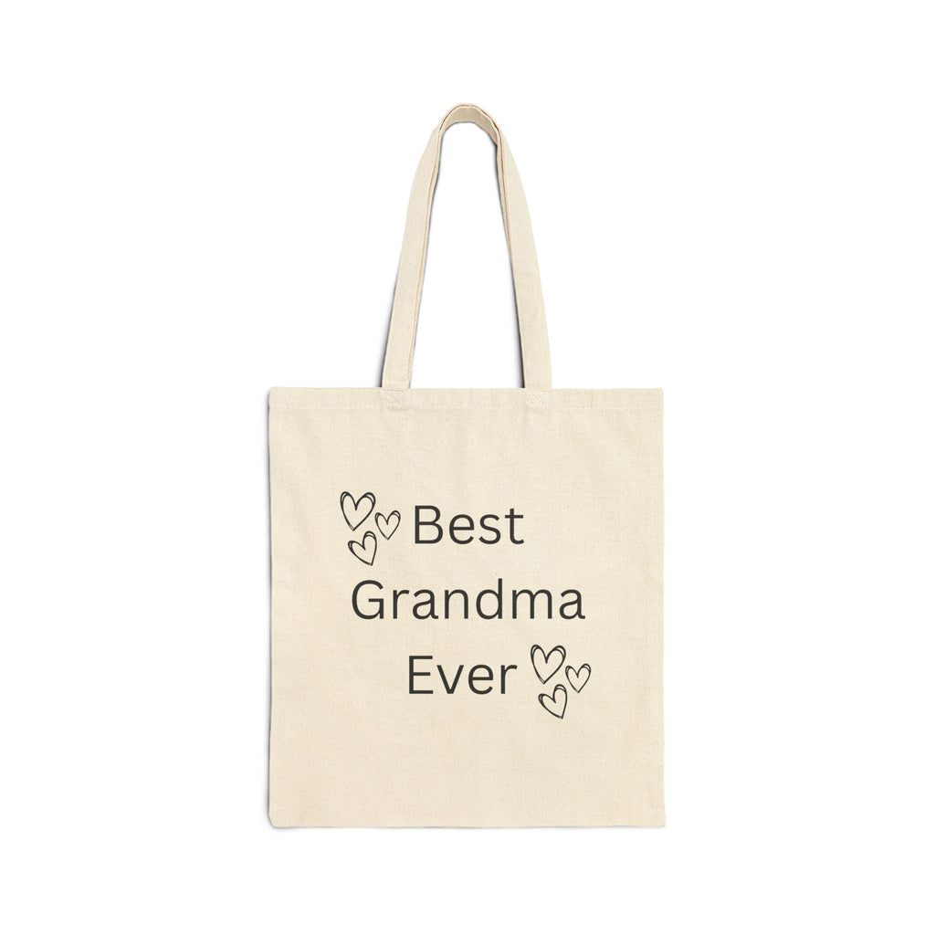 Best Grandma Ever canvas tote bag with hearts – heartfelt gift for grandma by NanuxVibe