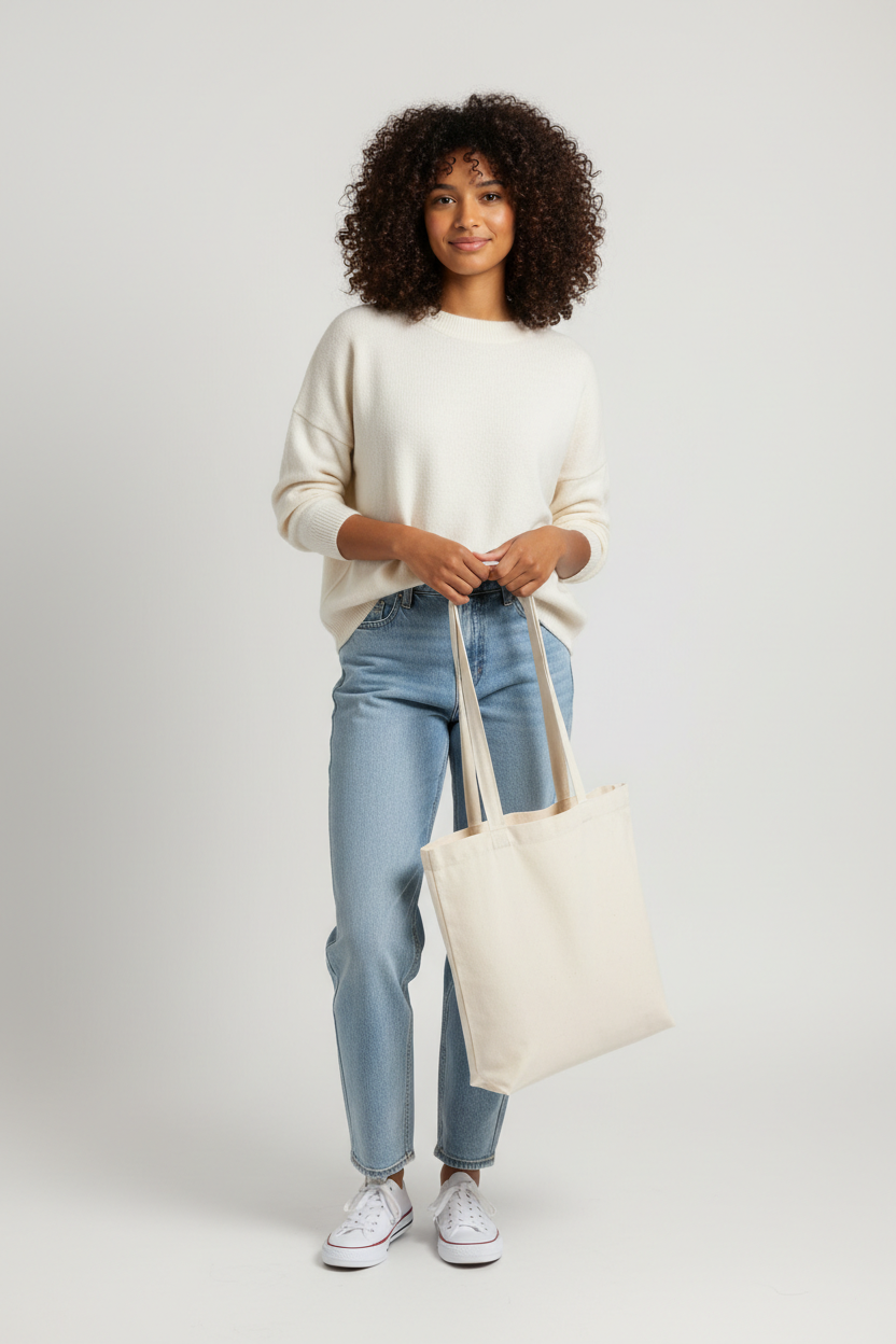 NanuxVibe minimalist canvas tote bag – durable and reusable for women
