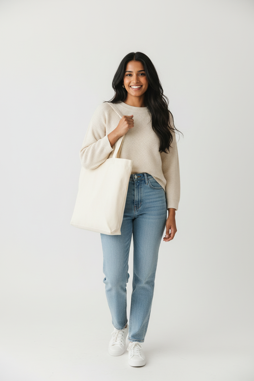 NanuxVibe minimalist canvas tote bag – durable and reusable for women