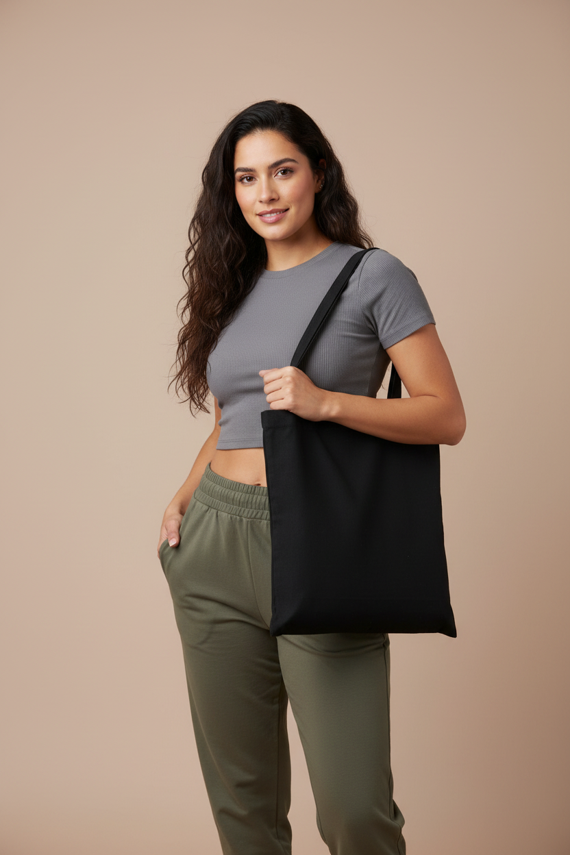 NanuxVibe minimalist canvas tote bag – durable and reusable for women